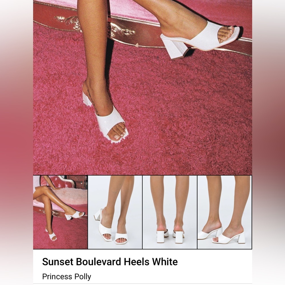 Princess Polly White Open-Toe Mules